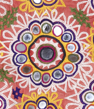 • CHAKLA •

The signature effect of the colour full embroidery sparkles when small mirrors called abla are sewn over the geometrically shaped designs.
The embroidery, practiced normally by women is generally done on  ...