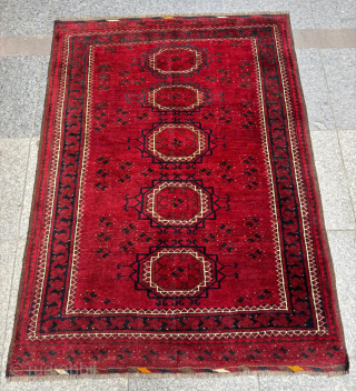 Agfan Region Turkman Rug age around 90 years very good condition clear Dark Red colors size 106 x 143 cm             