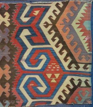 Early 19th C Anatolian Konya fragment Kilim Size.94x70 Cm                        