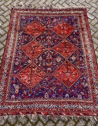 Antique Persian Khamse Rug good Condition And good Colors Size. 205x160 Cm                     