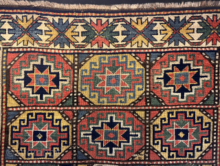 Antique Cacausian Mogan Kazak Rug Around 120.130 Years Old no old repairs inside All Colors Natural Size.210x120 Cm               