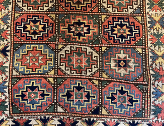 Antique Cacausian Mogan Kazak Rug Around 120.130 Years Old no old repairs inside All Colors Natural Size.210x120 Cm               
