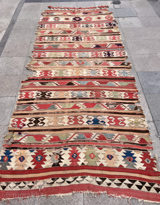 Early 19th Century Central Anatolian Aksaray Kilim Size.360x155 Cm                        