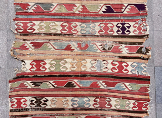 Early 19th Century Central Anatolian Aksaray Kilim Size.360x155 Cm                        