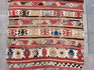 Early 19th Century Central Anatolian Aksaray Kilim Size.360x155 Cm                        