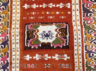 very interesting model l think Serbia or Macedonia 3 part kilim All white cotton and warp cotton Size 280x168 Cm             