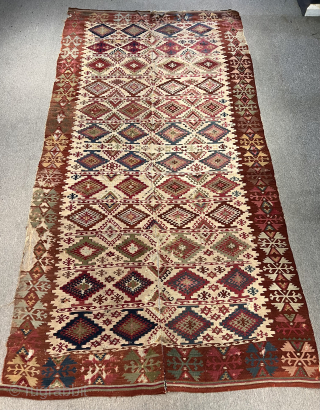 Second 19th Century South Anatolian Reyhanlı Kilim Size.300x155 CM                        