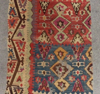 Mid 19th Century Anatolian Kilim Size.380x85 Cm                          