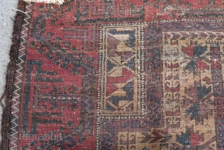 Antique Baluch Prayer fragment Rug Size.138x78 Cm                          