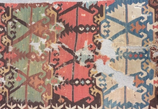 18th Century Anatolian Kilim Fragment 220X83cm                           