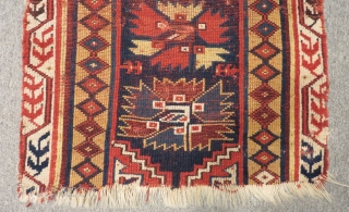 Antique West Anatolian Megri Fragment Rug Size.60X60cm                          