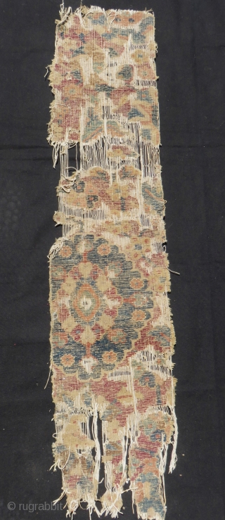 17th Century l think Persian kirman Rug fragment Size.110x24 Cm                       