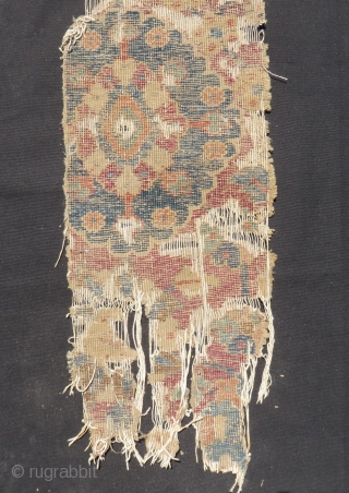17th Century l think Persian kirman Rug fragment Size.110x24 Cm                       