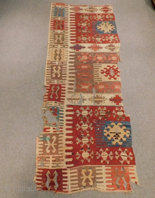 Second 19th Century Anatolian Kilim fragment Size.215x75 Cm                         