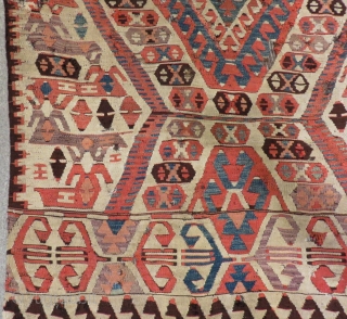 Early 19th Century South Anatolian Mut fragment Kilim Size.142x110 Cm                       