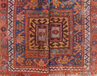 Second 19th Century Persian Saujbulak Bagface Two Pieces Size.63x60 Cm 65x60 Cm                     