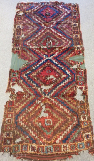 Early 19th C Central East Anatolian fragment Rug Size.245x112 Cm                       