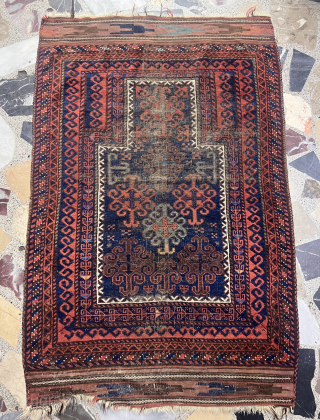 Antique Baluch Prayer Rug Size 110X090 Cm                          