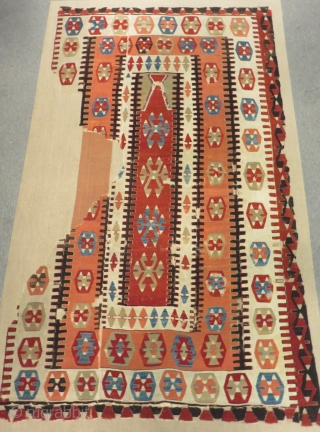 Early 19th Century Central Anatolian Konya Prayer Kilim Size.210x125 Cm                       