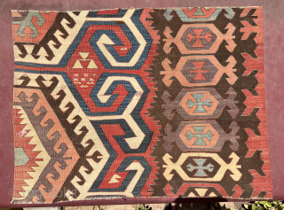 Mid 18th Century Karapınar Kilim fragment Size.95x70 Cm                         