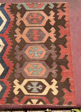 Mid 18th Century Karapınar Kilim fragment Size.95x70 Cm                         