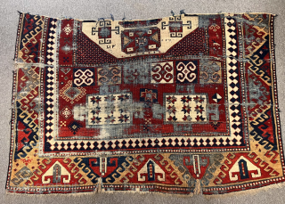 Mid 19th C  Caucasian Karachov Fragment Rug Size 155x100 Cm                      