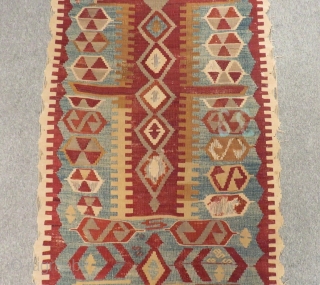 Mid 19th Century Central Anatolian Konya Aksehir Kilim Size.420x95 Cm                       