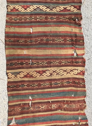 Mid 19th Century West Anatolian kilim Size.298x80 Cm                         