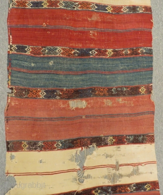 Early 19th Century Anatolian Striped Kilim fragment Size.200x73 Cm                        