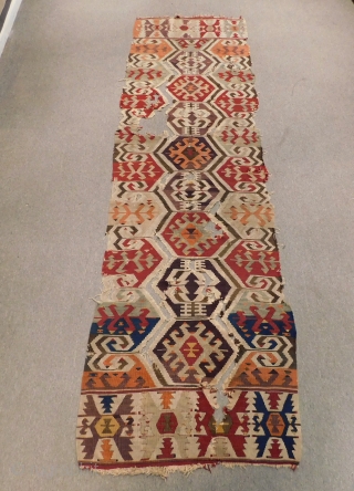 Mid 19th Century West Anatolian Kilim Size.270x77 Cm                         