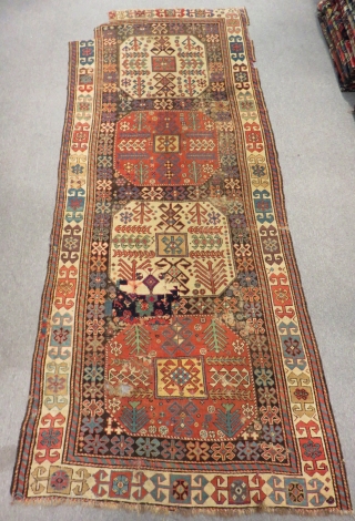 Mid 19th Century Caucasian Chayli Rug Aksafa Borders Size.274x110 Cm                       