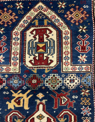 Antique Cacausian Shirvan Perepedir Prayer Rug Circa 1890.1900 Size 155x105 Cm                      
