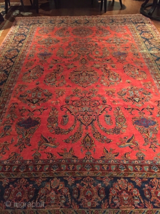 Very fine, Late 19th century Kashan,
Manchester Wool, a rare example of its kind 
In as found Condition Circa 9' X 11'
            