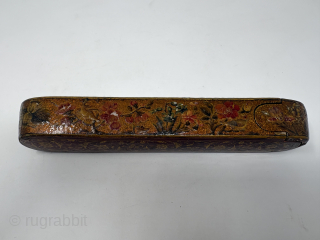 Lacquered Papier - mache pen Box (qalamdan)
Qajar period Iran                        