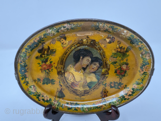 Tow pairs of Qajar period hand painted trays.
18 cm 13 cm                      