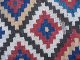 Baktiari Kilim, ca. 1900. Good condition, colors appear natural although the yellow is slightly faded. 8'2" X 5'.
Beautiful balanced design, and heavy, durable weave. 
 SOLD, THANKS      