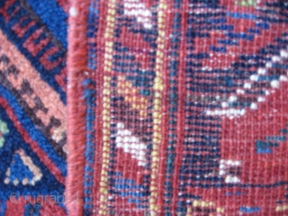 Two Afshar bags. A complete chuval, 2'11"x1'7". Good wool and natural colors, Generally good condition, low at bottom center with small replied area (see photo).
A khorjin  face. 1'10"x1'6". Good wool and  ...