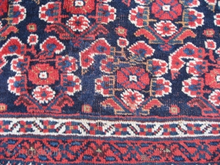 Two Afshar bags. A complete chuval, 2'11"x1'7". Good wool and natural colors, Generally good condition, low at bottom center with small replied area (see photo).
A khorjin  face. 1'10"x1'6". Good wool and  ...