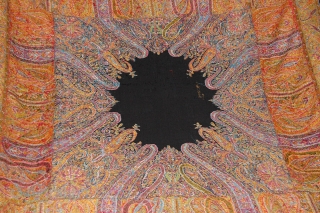 Shawl 19th century, great colour, original center, very fine embroidery, size is 3 meters by 180 meters. Great and very rare piece, Great condition.         