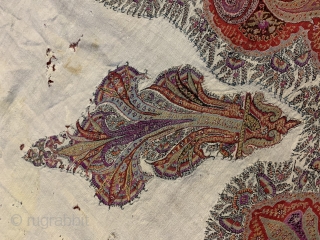 19th century Indian shawl, condition isn’t very good, have holes and repairs size 300/120cms                   