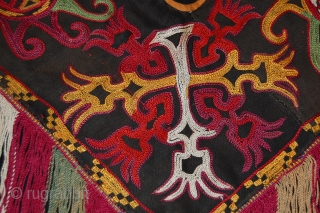 19th century Lakai Segosha Uzbek, great condition, good  colours and very fine embroidery, doubled with Ikat.                