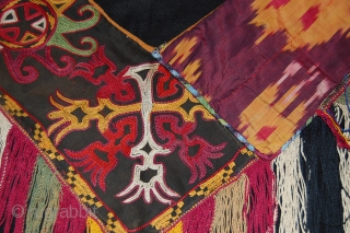 19th century Lakai Segosha Uzbek, great condition, good  colours and very fine embroidery, doubled with Ikat.                