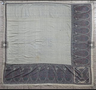 Very rare early 19th century Indian hand made square shawl.                       