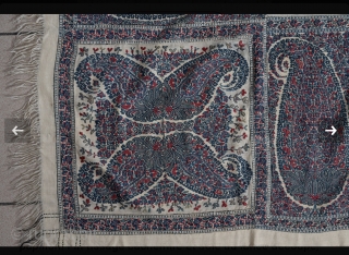 Very rare early 19th century Indian hand made square shawl.                       