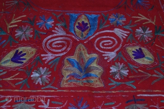 Beautiful old Lakai Horse cover, embroidery on felt, some mooth holes, with original pritted cotton back.                 