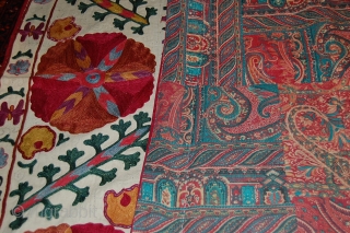 19th Century Susani Jainamaz in great condition, size is 210/150, Lovely colours and very fine embroidery.                 