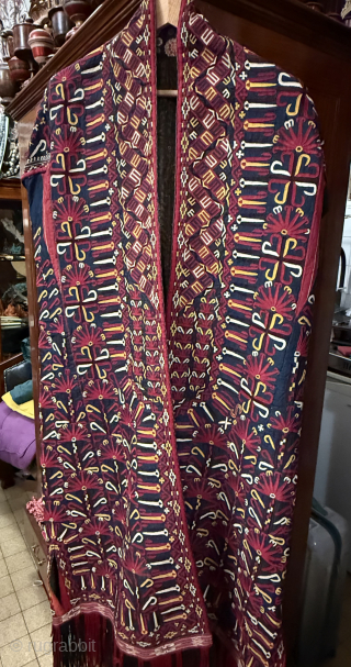 En exceptional Dark Blue Turkoman Chyrpy in mint condition, Central Asia end of 19th century early 20th                