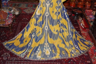 Beautiful 19th Century Uzbek Ikat chapan, great yellow colour.                        