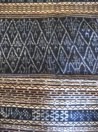 --MEIFU LI MINORITY, HAINAN ISLAND CHINA, -WOMANS COTTON INDIGO IKAT TUBE SKIRT.

 (-the main image  of the skirt is shown slightly over-exposed in order to highlight the intricate detail of this  ...