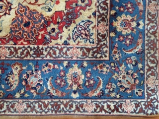 This is an antique and extremely rare Persian Isfahan Rug. The size of this rug is 3' - 5" x 5'. The rug has around 650 knots per inch. I have shown  ...